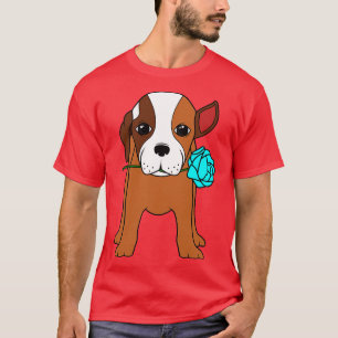 T-shirt Chien fou avec un rose
