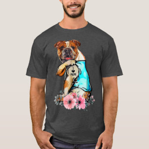 T-shirt Chien Français Bulldog I Love Mom Tattoo Mother's