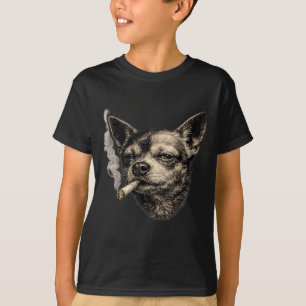 T-shirt Chien fumant une cigarette drôle de chihuahua mème