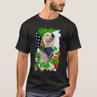 T-shirt Chien Golden Retriever Fier Et Drapeau Américain P