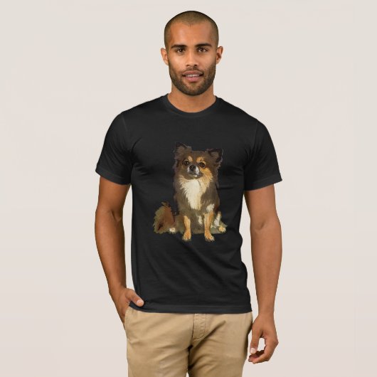 T-shirt Chien graphique long Haired Chihuahua mignon (Devant entier)