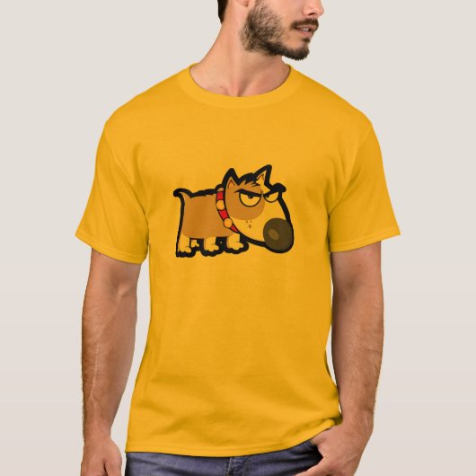 T-shirt Chien grincheux jaune-orange (Devant)