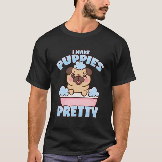 T-shirt Chien Groomer Carlin Chien Chien Puppy Bain Chien (Devant)