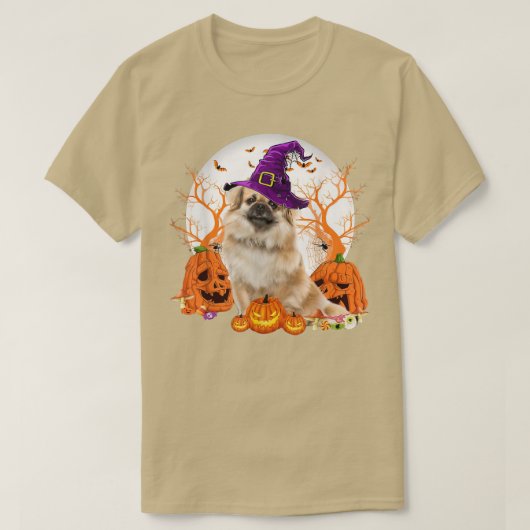 T-shirt Chien Halloween Chien Tibétain espagnol Chien Jack (Design devant)