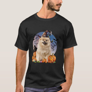 T-shirt Chien Halloween Keeshond Jack-o'-lantern Citrouill
