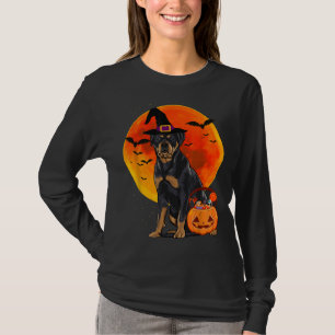 T-shirt Chien Halloween Rottweiler Jack-o'-lantern Hallowe