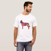T-shirt Chien Heeler bleu Motif géométrique Silhouette Mul (Devant entier)