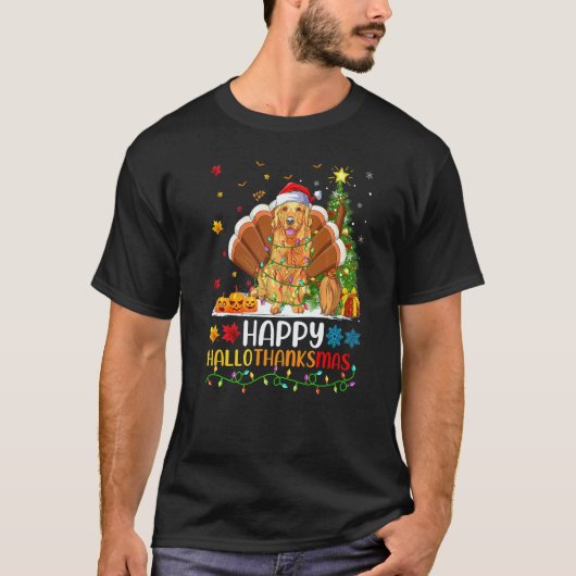 T-shirt Chien Heureux Chien Retriever Doré Hellothanksma (Devant)