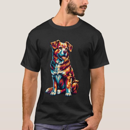 T-shirt Chien Heureux Coloré (Devant)