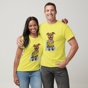 T-shirt Chien heureux de pitbull dans une aquarelle