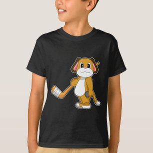 T-shirt Chien Hockey sur glace Baguette de hockey sur glac