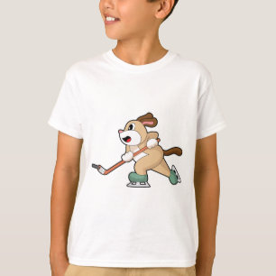 T-shirt Chien Hockey sur glace Baguette de hockey sur glac