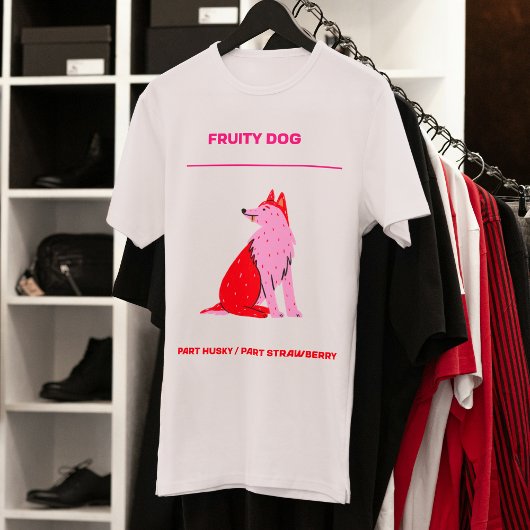 T-shirt Chien Husky fruité fraise fruit