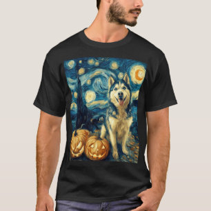 T-shirt Chien Husky Sibérien Mignon Halloween Jack O Lante