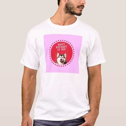 T-shirt Chien Husky Sibérien mignon qui souhaite un joyeux (Devant)
