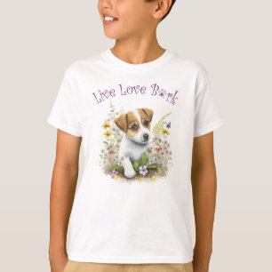 T-shirt Chien Jack Russell Mignon Floral