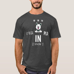 T-shirt Chien Jouer Dans La Neige Avec Paw Marks 1