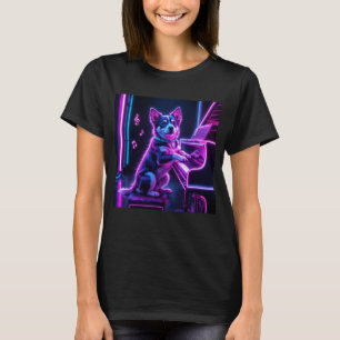 T-shirt Chien Jouer Piano Musique Amoureux Drôle