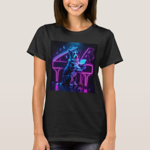 T-shirt Chien Jouer Piano Musique Amoureux Drôle
