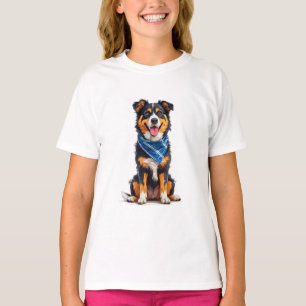 T-shirt Chien joyeux assis droit