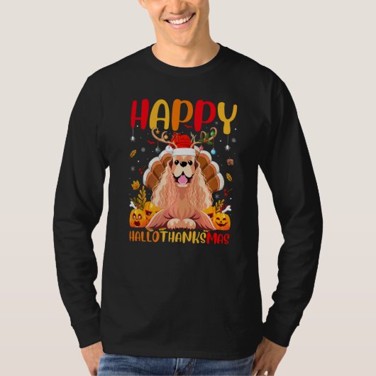 T-shirt Chien Joyeux Cocker Spaniel Chien Hellothanksmas (Devant)