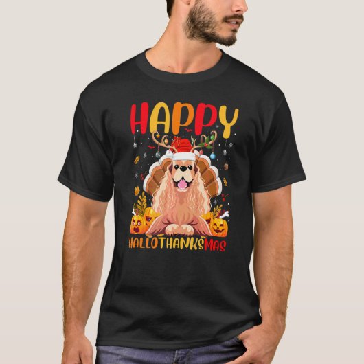 T-shirt Chien Joyeux Cocker Spaniel Chien Hellothanksmas (Devant)