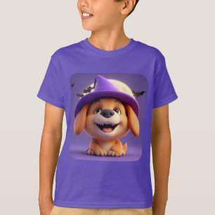 T-shirt Chien joyeux déguisé en chapeau de sorcière