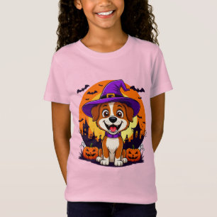 T-Shirt Chien joyeux déguisé en sorcière à l'occasion d'Ha