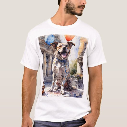 T-shirt Chien joyeux et coloré (Devant)