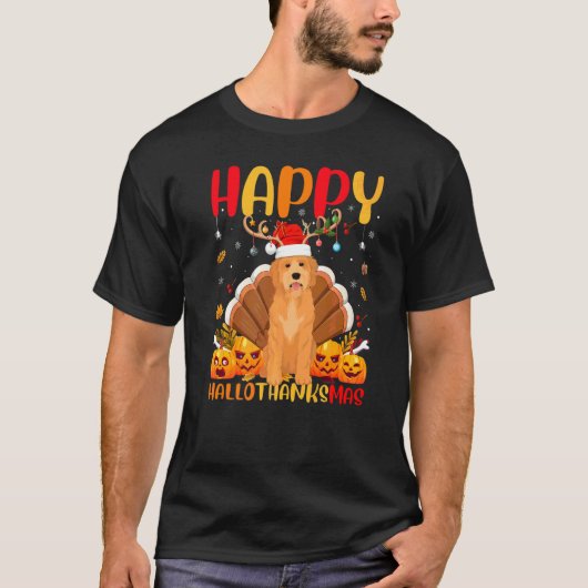 T-shirt Chien  Joyeux Goldendoodle Chien Hellothanksmas (Devant)
