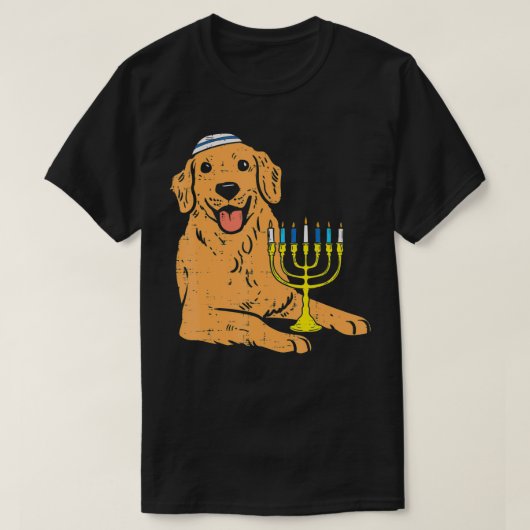 T-shirt Chien juif Golden Retriever Hanoukka Pajamas Chanu (Design devant)