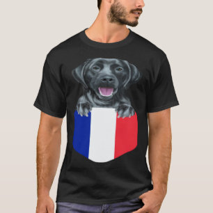 T-shirt Chien Labrador Retriever Noir au Drapeau de la Fra
