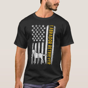 T-shirt Chien Labrador Retriever Usa Vintage Drapeau Améri