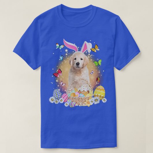 T-shirt Chien lapin d'or retriever avec panier d'oeufs de  (Design devant)