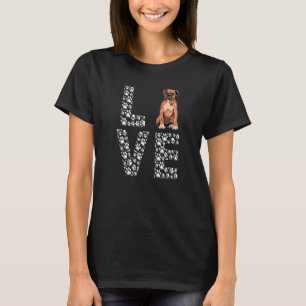 T-shirt Chien Love Boxer Pour Hommes Et Femmes