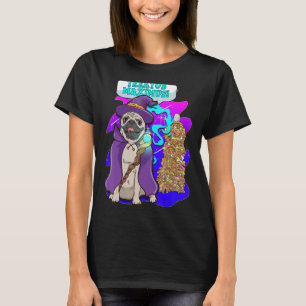 T-shirt Chien Magicien Pug Baguette Magie Sortilège Fantai