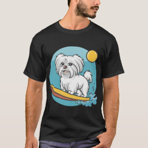 T-shirt Chien maltais aventureux faisant du surf surfeurs