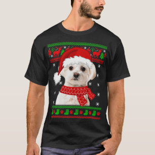 T-shirt Chien maltais Douille moche Noël Amoureux des chi