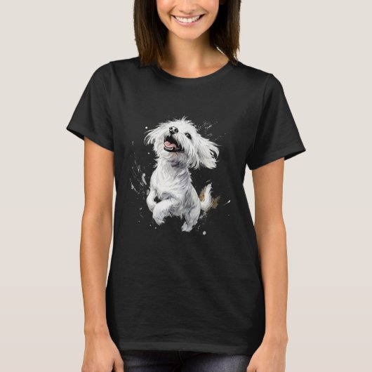 T-shirt Chien maltais Jouer Amoureux des chiens (Devant)