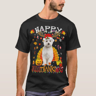 T-shirt Chien maltais Joyeux Hallothanksmas Halloween Than