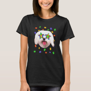 T-shirt Chien maltais mignon avec lunettes de soleil puzzl