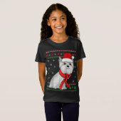 T-Shirt Chien maltais mignon moche Chandail de Noël Santa  (Devant entier)