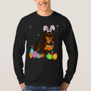T-shirt Chien Maman Cute Bunny Dach Oeufs Shund Jour de Pâ