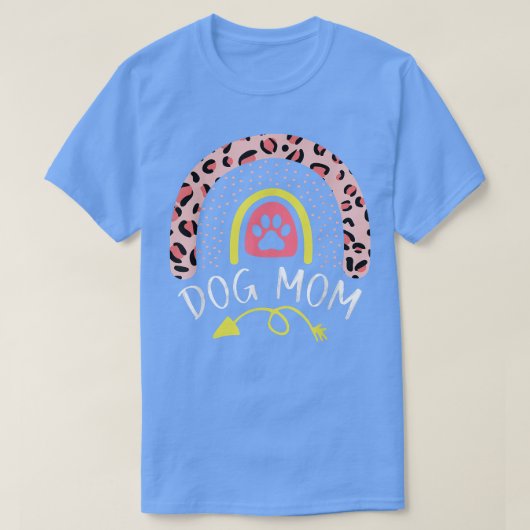 T-shirt Chien maman Rainbow Leopard rose Chien maman migno (Design devant)