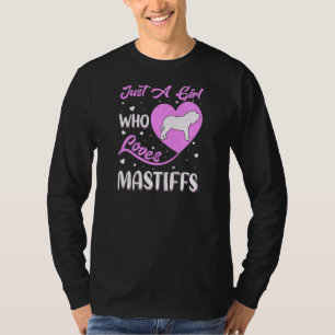T-shirt Chien Mastiff en forme de coeur juste une fille qu