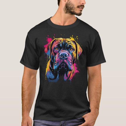 T-shirt Chien Mastiff mignon sur Mastiff peint (Devant)