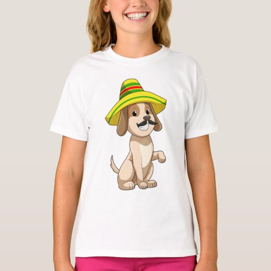 T-shirt Chien mexicain avec casquette de paille (Devant)