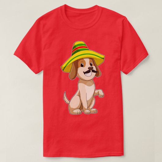 T-shirt Chien mexicain avec casquette de paille (Design devant)