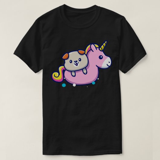 T-shirt Chien mignon Avec Bague De Bain Unicorne (Design devant)