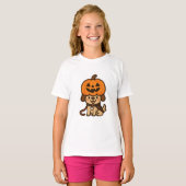 T-shirt Chien mignon avec jack-o-lanterne (Devant entier)